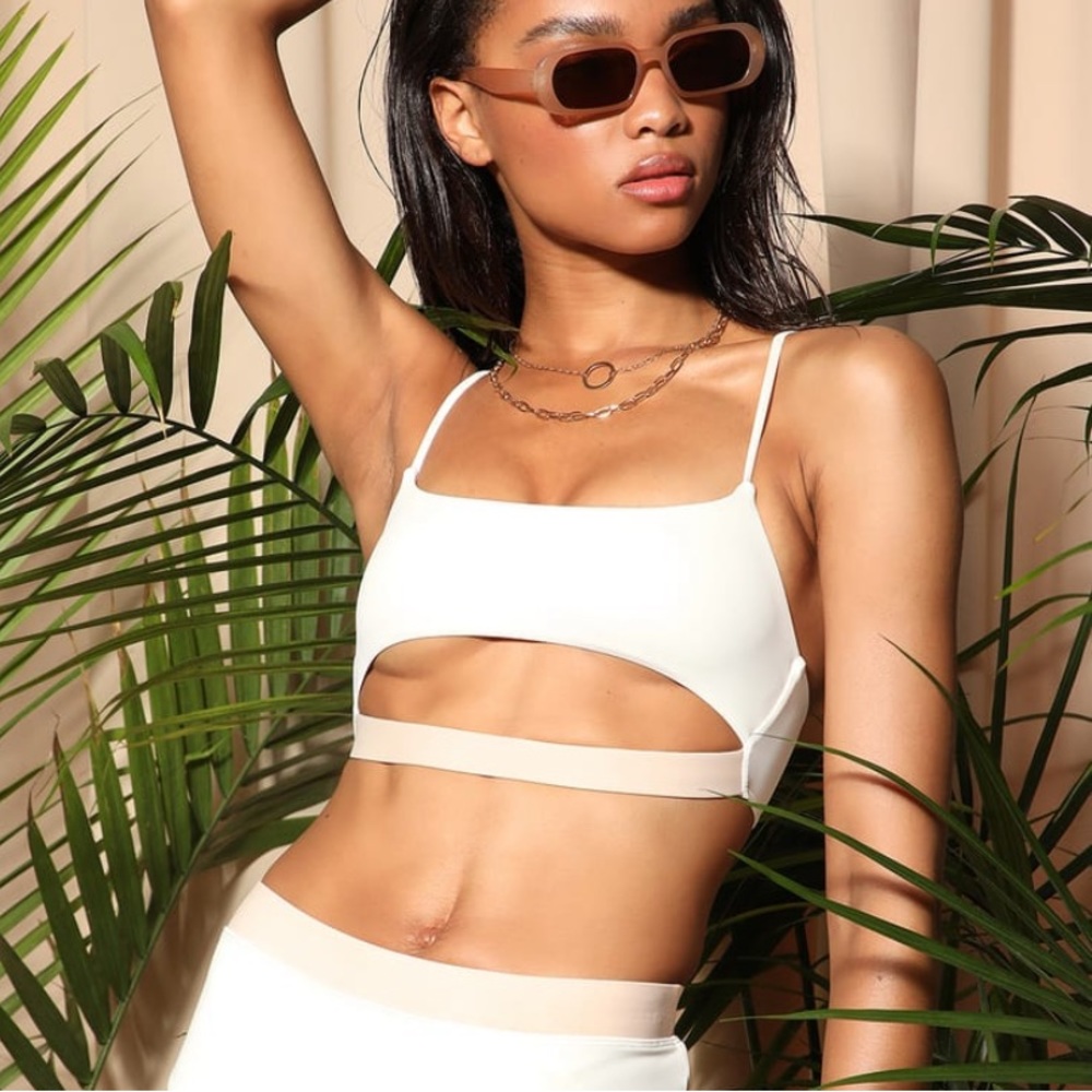 Lulu’s Sun More Time White Cutout Bandeau Bikini Top